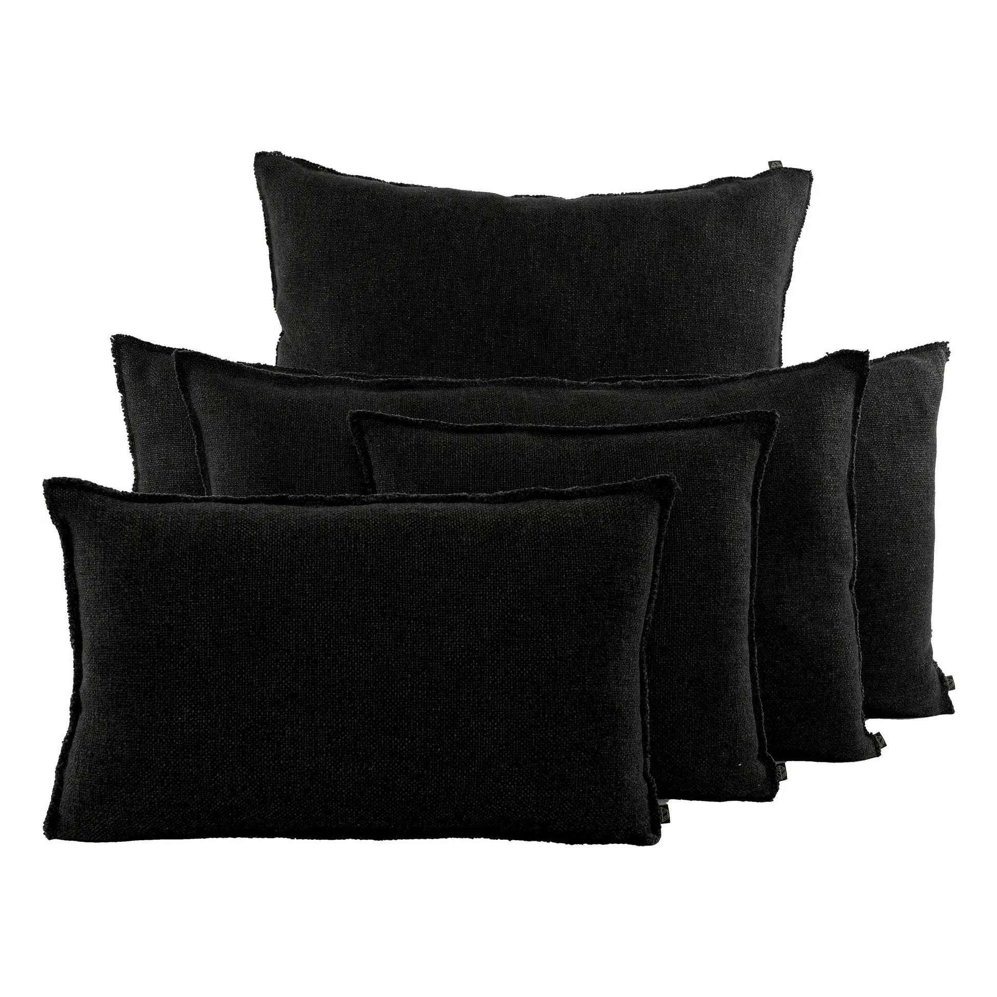 Haomy - Funda de almohada de lino California | Negro