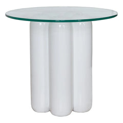 Cosin - Mesa auxiliar con tapa de cristal | Blanco