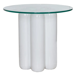 Cosin - Mesa auxiliar con tapa de cristal | Blanco