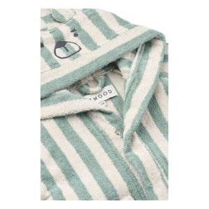 Liewood - Albornoz Lily a rayas color menta/crema