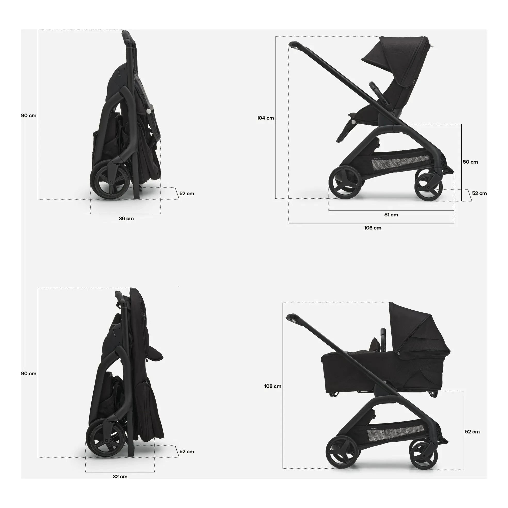 Bugaboo - Bugaboo Dragonfly Cochecito Urbano Completo Chasis de Grafito | Heather Gri