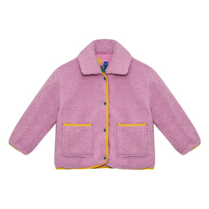 Petit Stella - Çift Taraflı Baykuş Sherpa Ceket | Pembe
