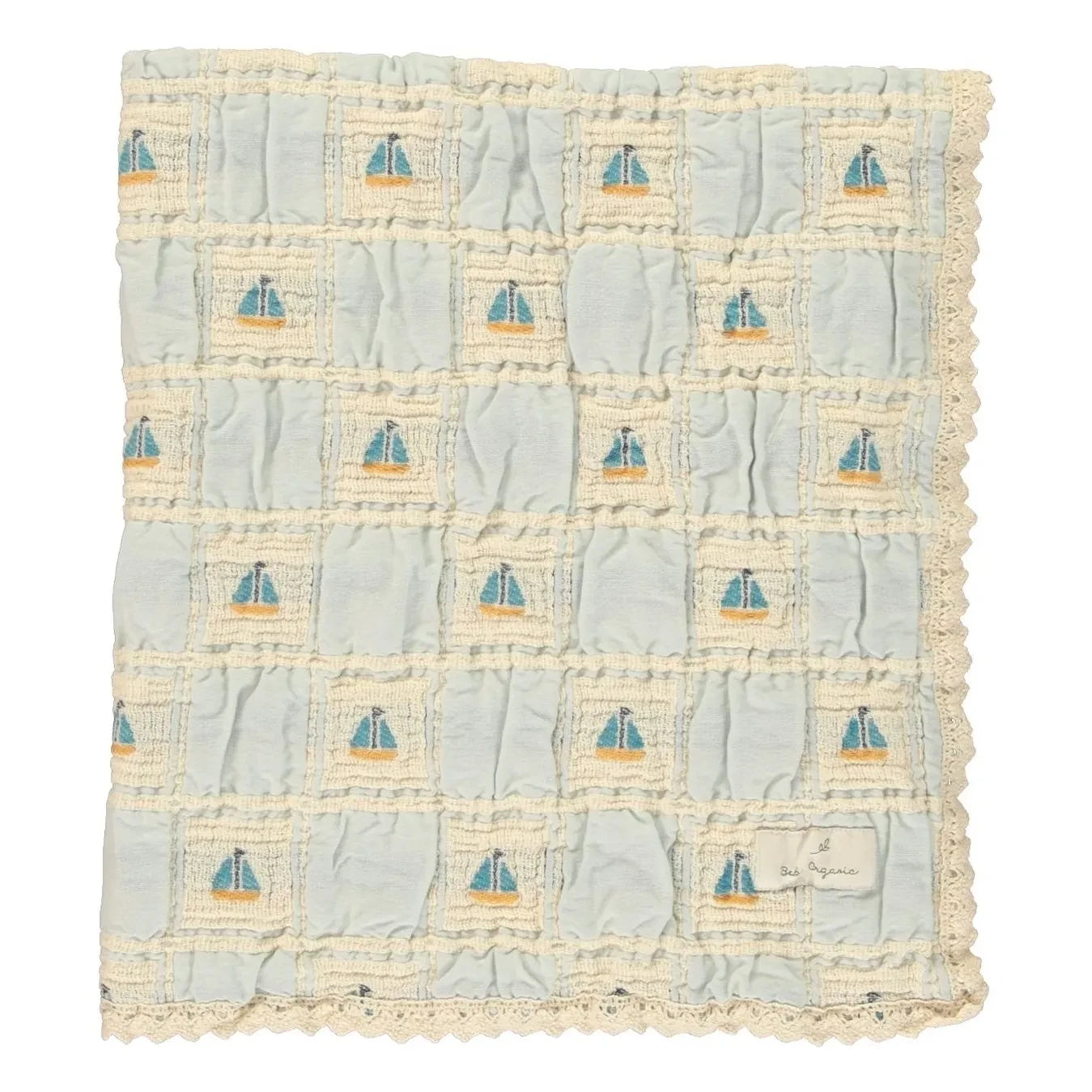 Bebe Organic - Manta de algodón orgánico Sailor Bateaux | Crudo