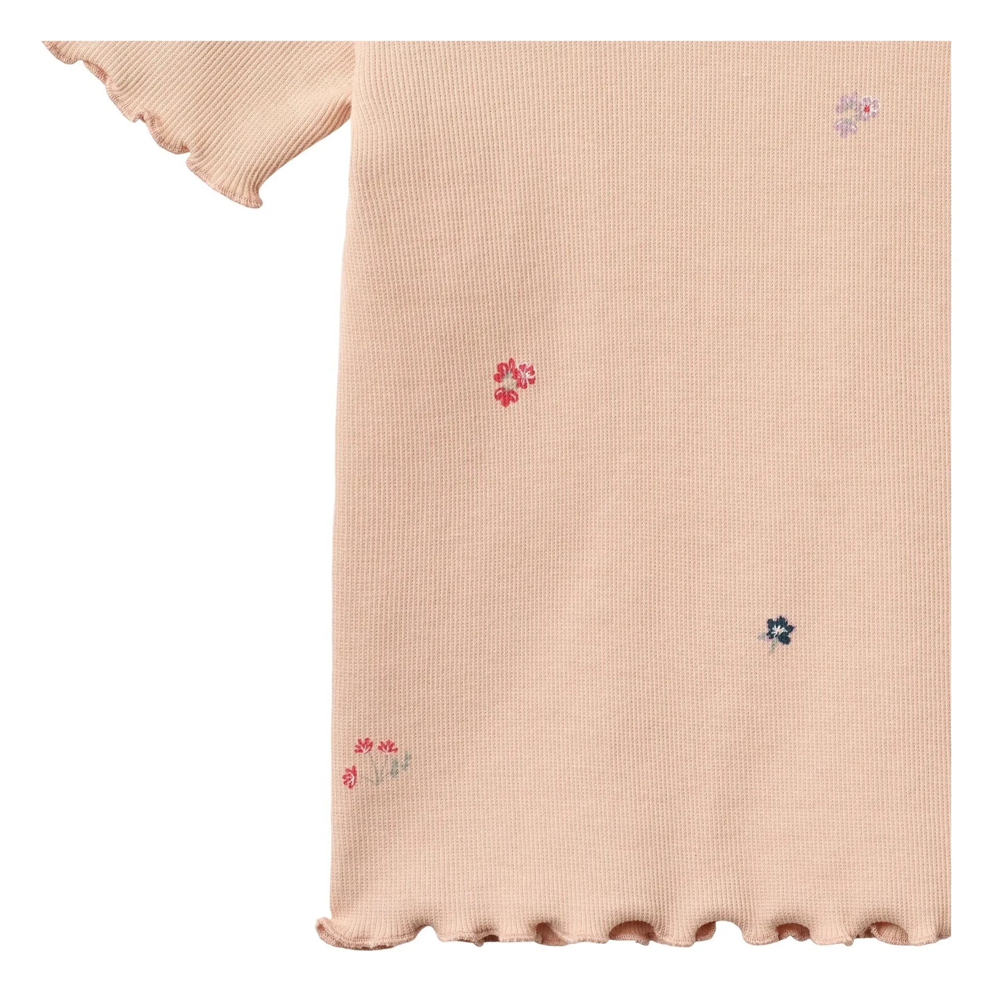 Wheat - Alicia Camiseta de Canalé Algodón Orgánico Flores | Melocotón