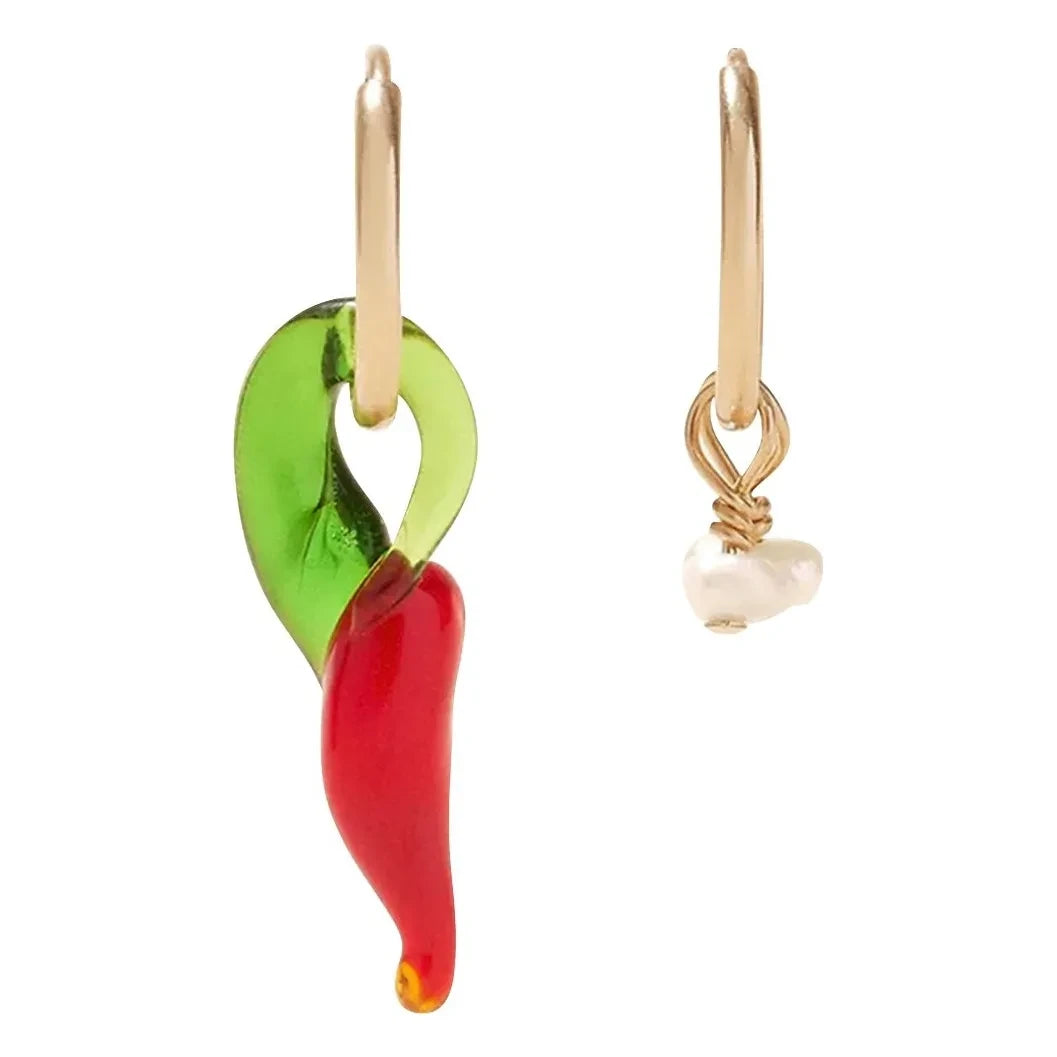 Camille Colette Studio - Pendientes Pimiento y Perlas | Rojo