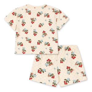 Konges Sløjd - Conjunto de camiseta y shorts de algodón orgánico Cerises | Crudo