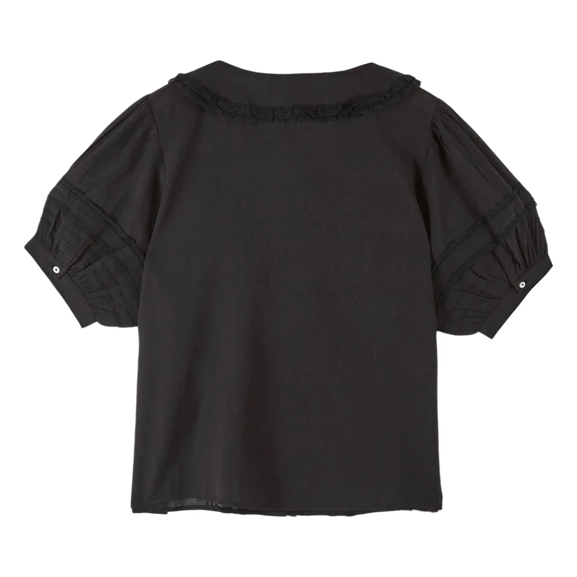 Emile et Ida - Blusa de algodón con encaje vintage | Negro