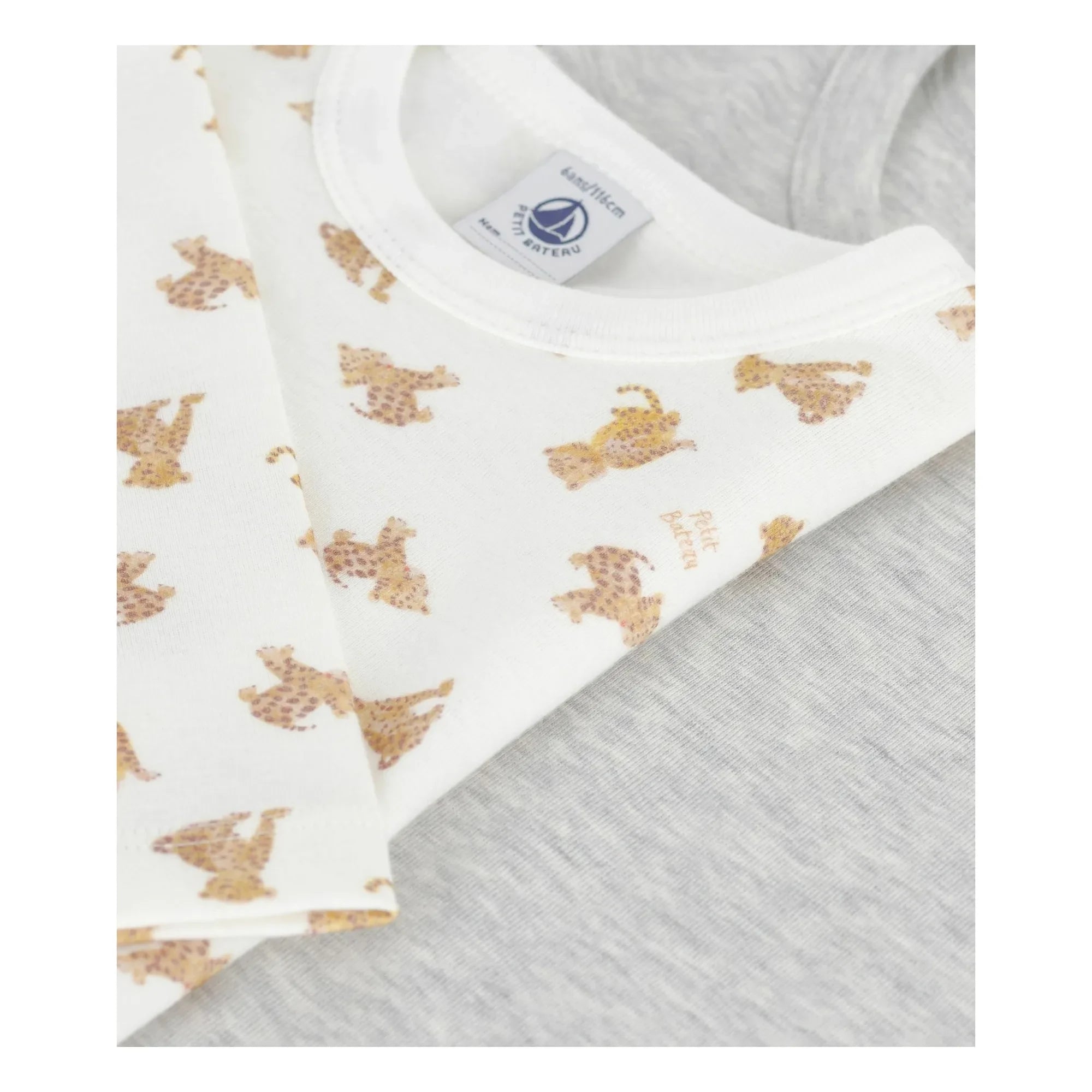 Petit Bateau - Conjunto de 2 camisetas Cheetah | Blanco