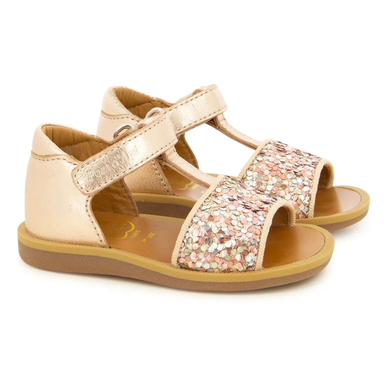 Pom d'Api - Poppy Easy Glitter sandaletler | Pembe Altın