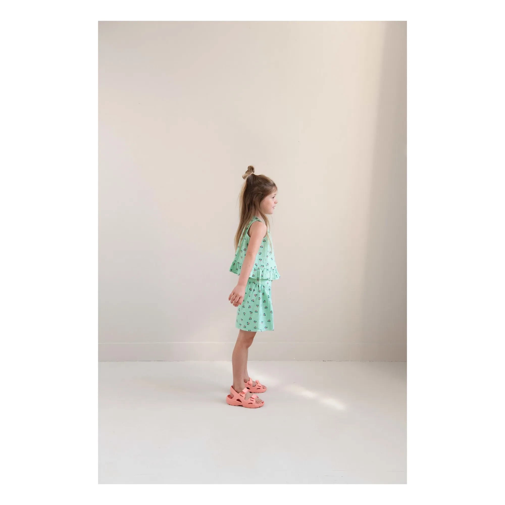 Jenest - Pantalones Cortos de Verano de Algodón Orgánico con Estampado Floral | Turquesa