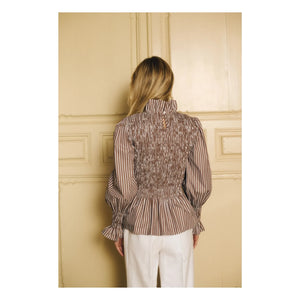 Maria de la Orden - Blusa de Rayas Aleria Algodón | Marrón