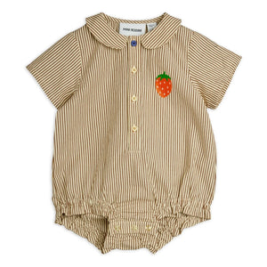 Mini Rodini - Mono de popelina de algodón orgánico a rayas | Marrón