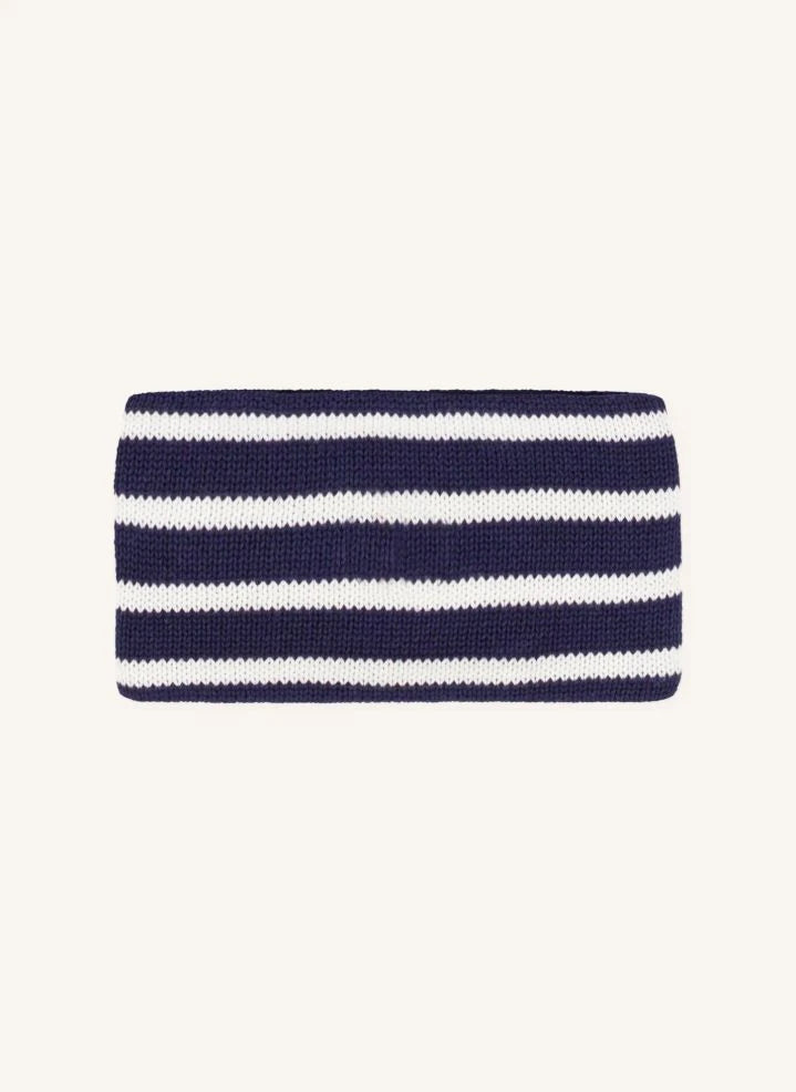 Petit Bateau - Çizgili Organik Pamuklu Bebek Boyunluk | Gece mavisi
