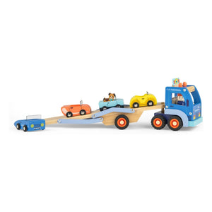 Moulin Roty - Camión transportador de coches y accesorios | Azul