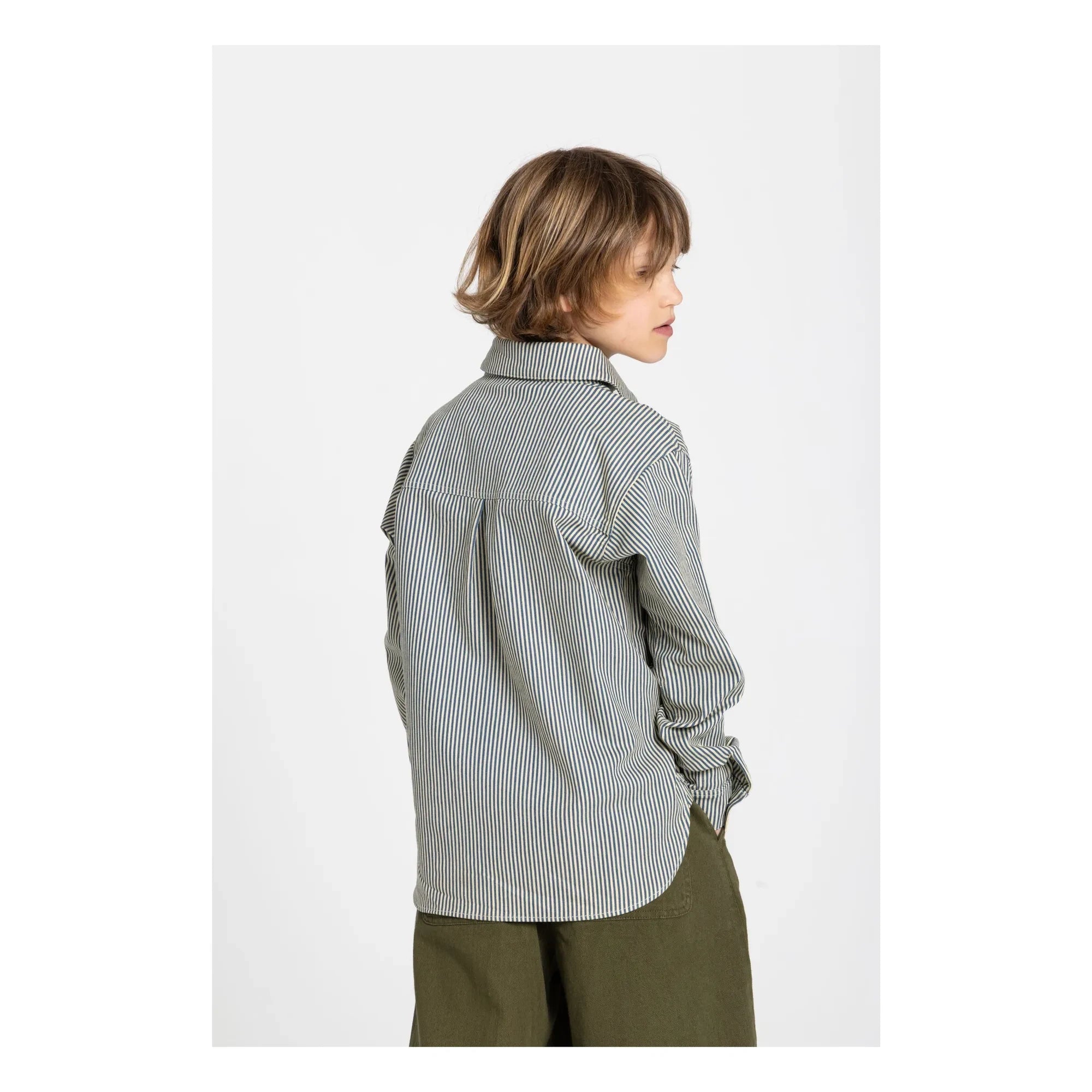 Hundred Pieces - Enzo Camisa a rayas | Verde oscuro