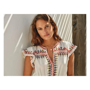 M.A.B.E. - Vestido bordado Rani Pamuk | Crudo