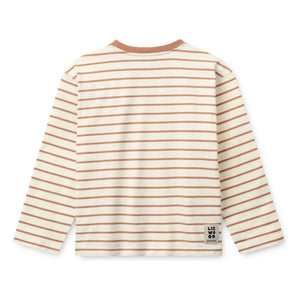 Liewood - Camiseta Tyler a rayas con corazón de algodón orgánico | Melocotón