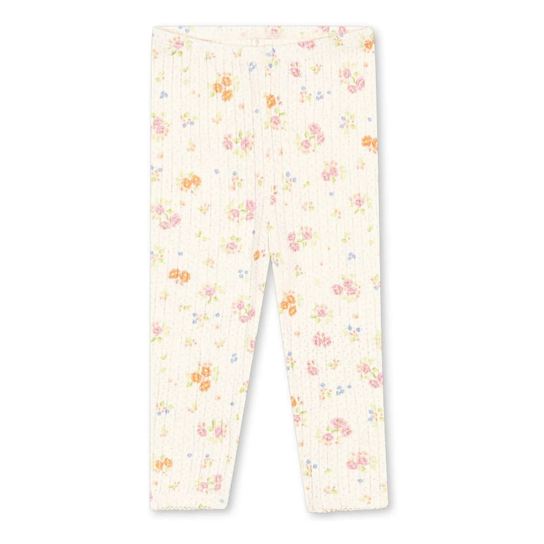 Konges Sløjd - Mallas de canalé de algodón orgánico con estampado floral Minnie | Crudo