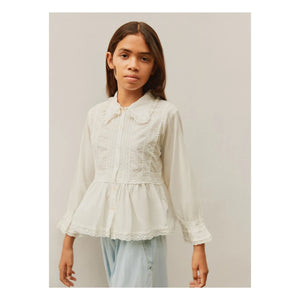 Molo - Blusa con volantes de algodón orgánico Reece | Blanco