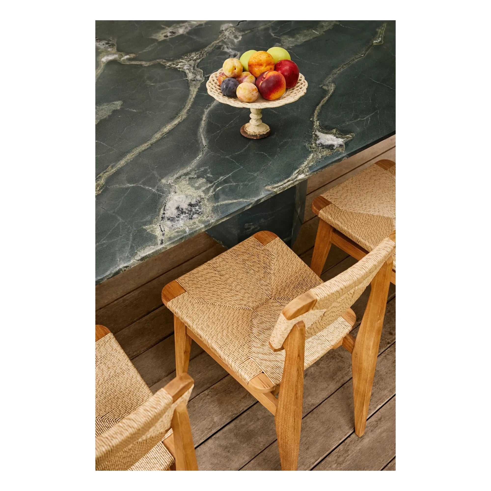 Gubi - Silla de exterior Marcel Gascoin con asiento de cuerda