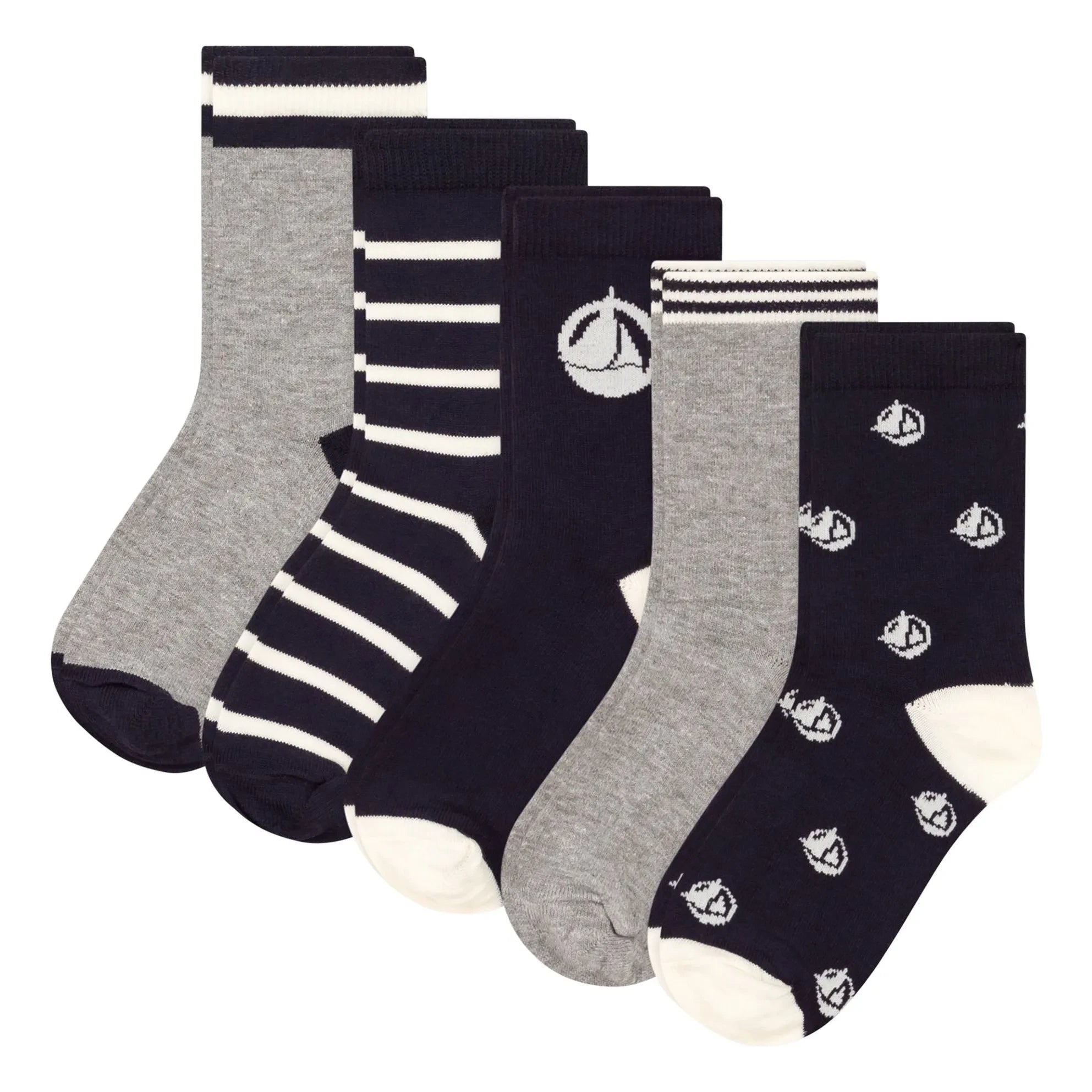 Petit Bateau - Calcetines de media caña (5 pares) | Azul marino