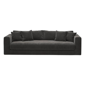 Panac Edition - Sofá 3 plazas de terciopelo cepillado Bellechasse - 240 cm | Gris carbón