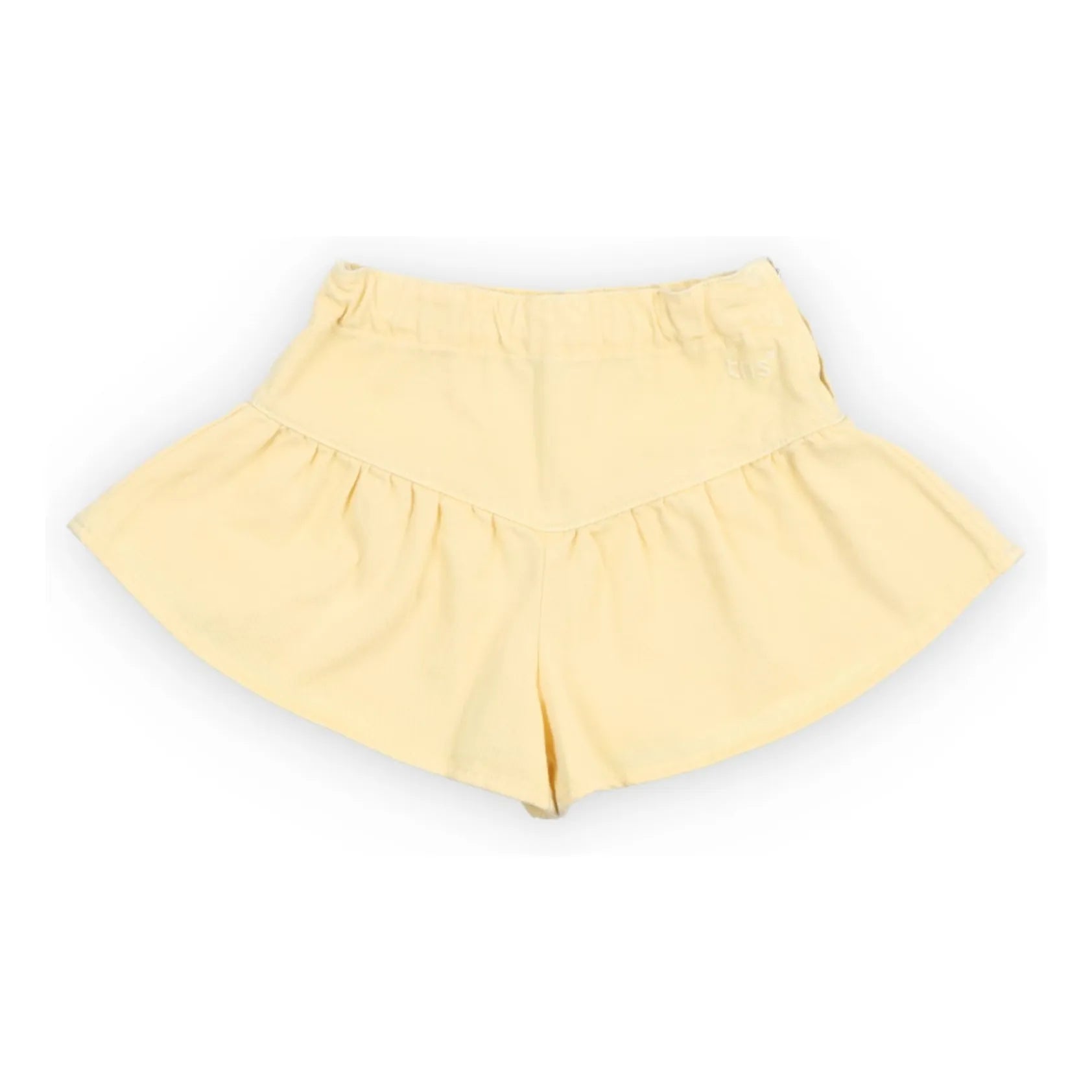 the new society - Bellis Denim Pantalón Corto Volantes | Amarillo pálido