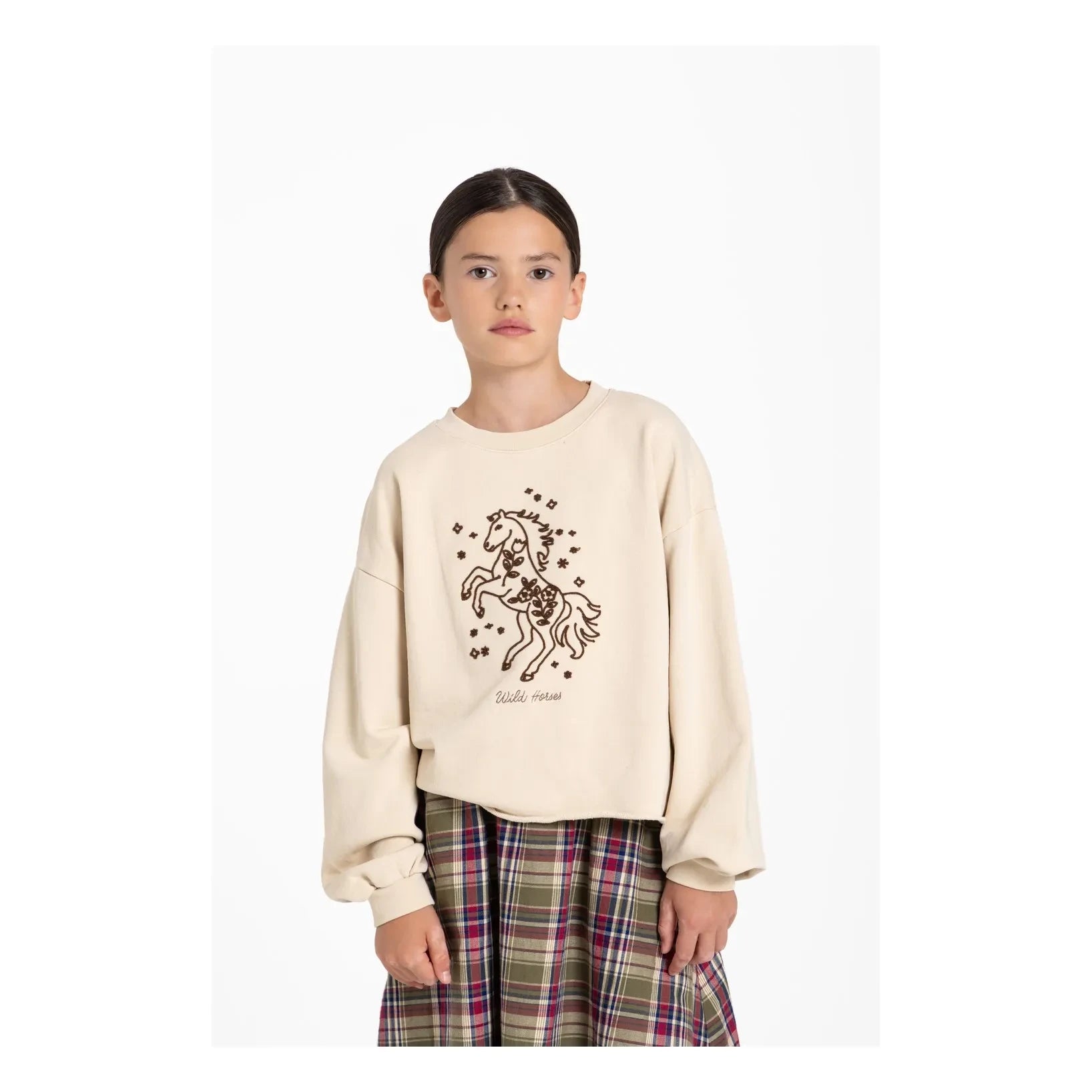 Hundred Pieces - Belmont Wild Horses organik pamuk hoodie | Krem