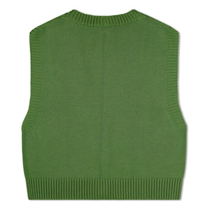 Matona - Cardigan sin mangas de algodón orgánico con corte cuadrado | Verde