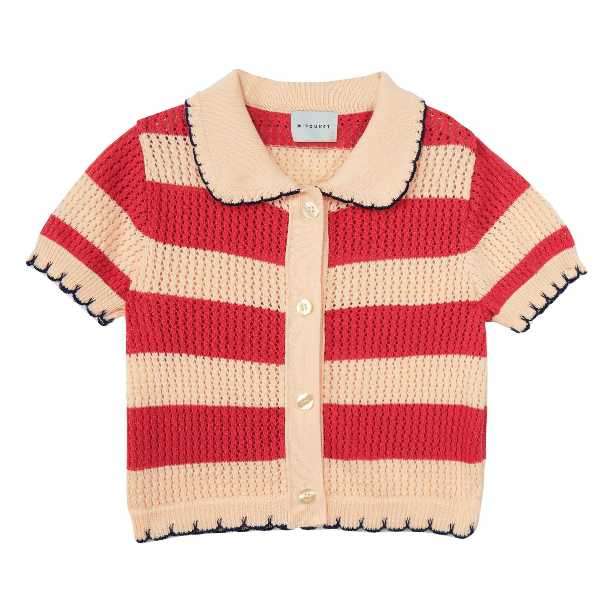 Mipounet - Chaqueta de ganchillo Vita de rayas | Rojo