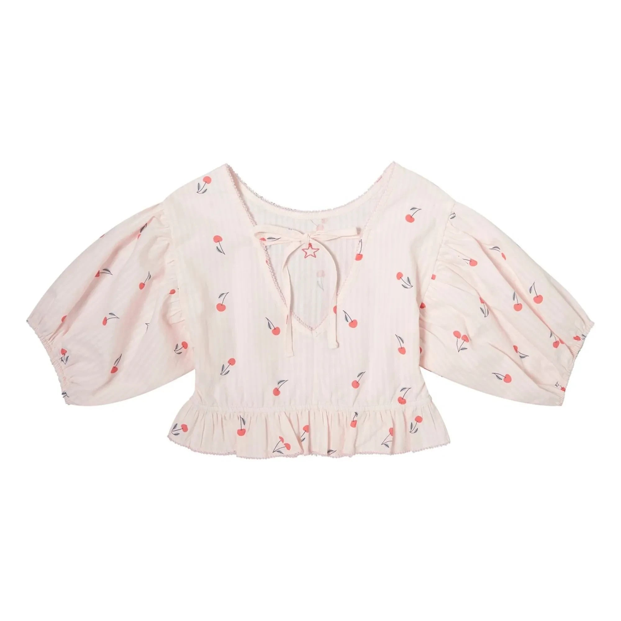 Tocoto Vintage - Blusa de manga 3/4 cerezas | Rosa claro