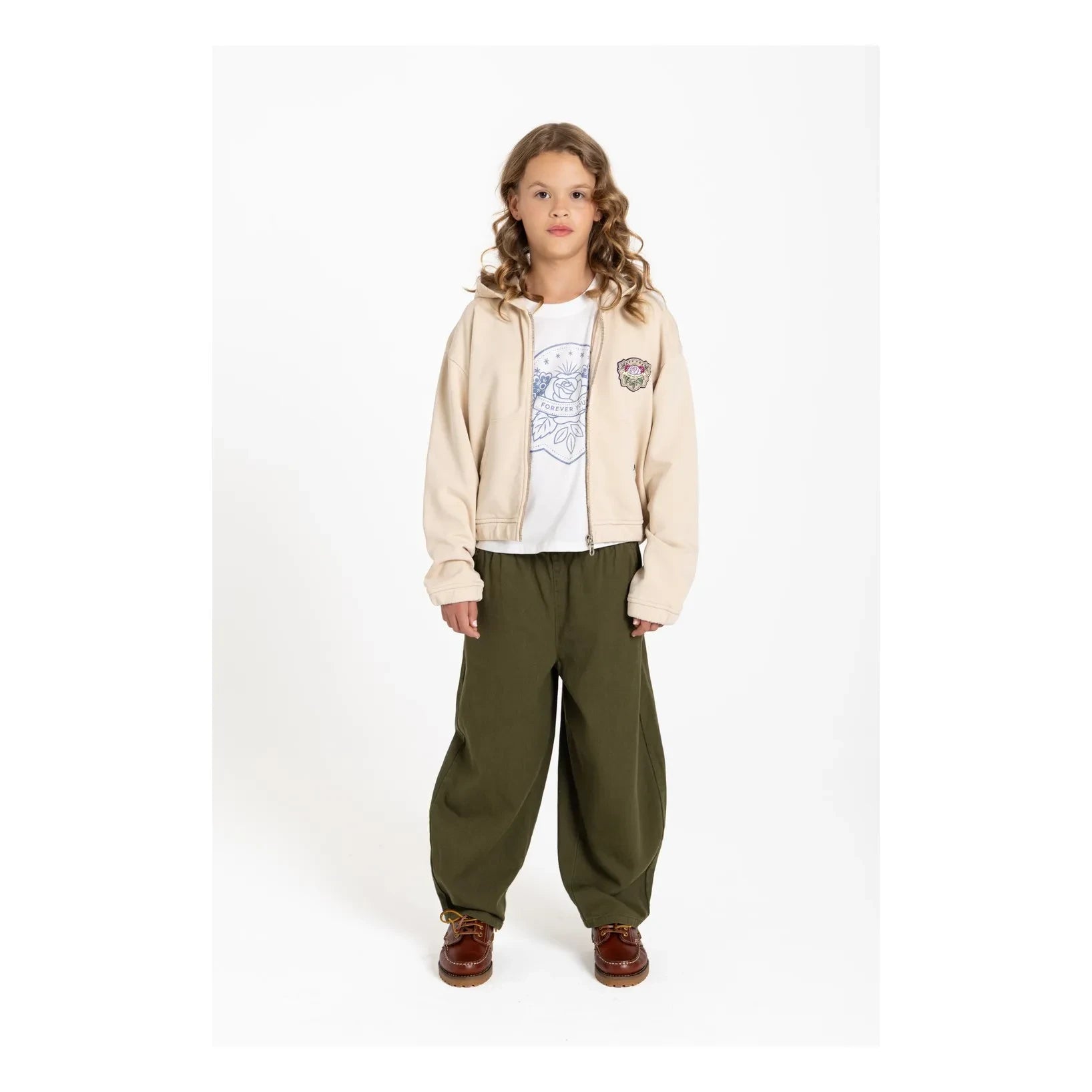 Hundred Pieces - Sudadera con cremallera de algodón orgánico Blush Forever | Crema