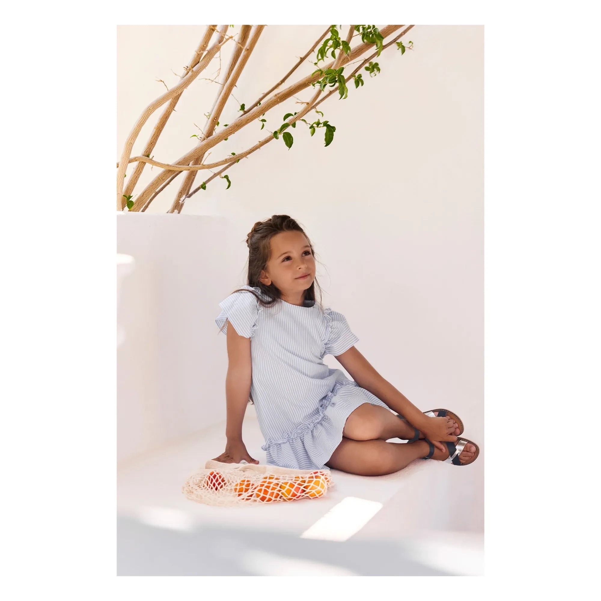 Tartine et Chocolat - Vestido de rayas con volantes | Azul