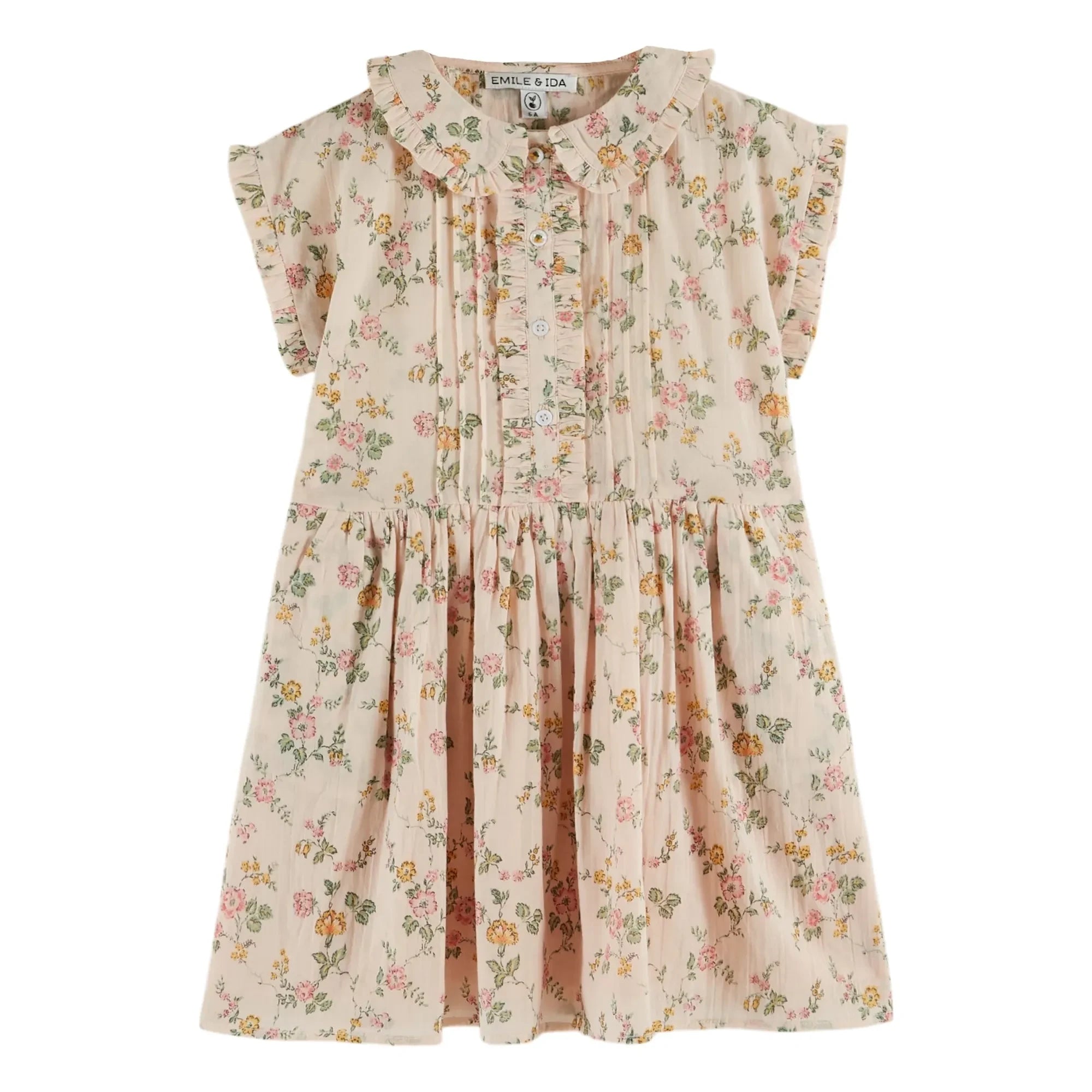 Emile et Ida - Vestido de algodón orgánico con flores | Rosa claro