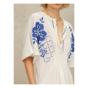 M.A.B.E. - Vestido bordado Laney | Azul