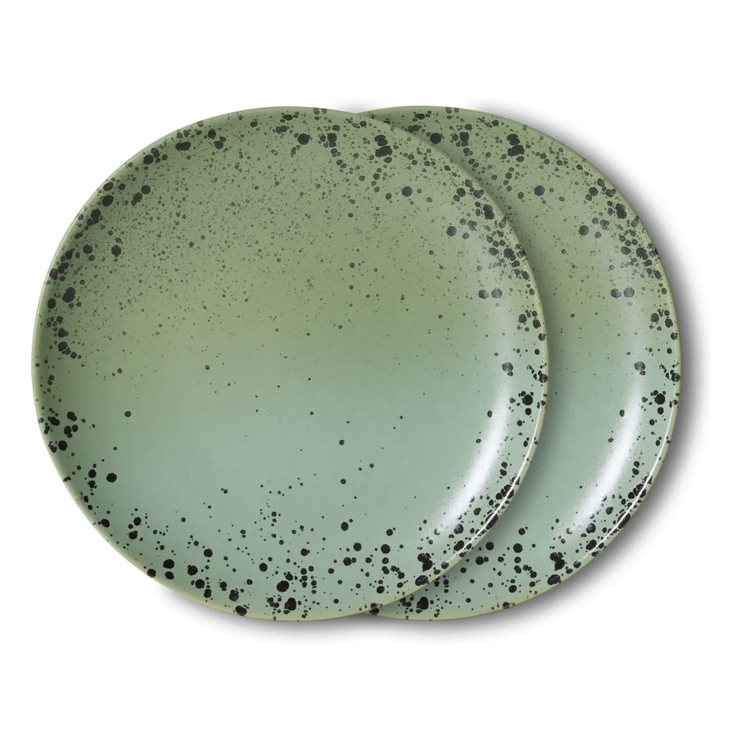 HKliving - Plato de postre de cerámica "Fleck" - Juego de 2 | Verde claro