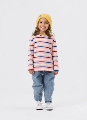 Goldie + Ace - Camiseta de canalé a rayas | Rosa