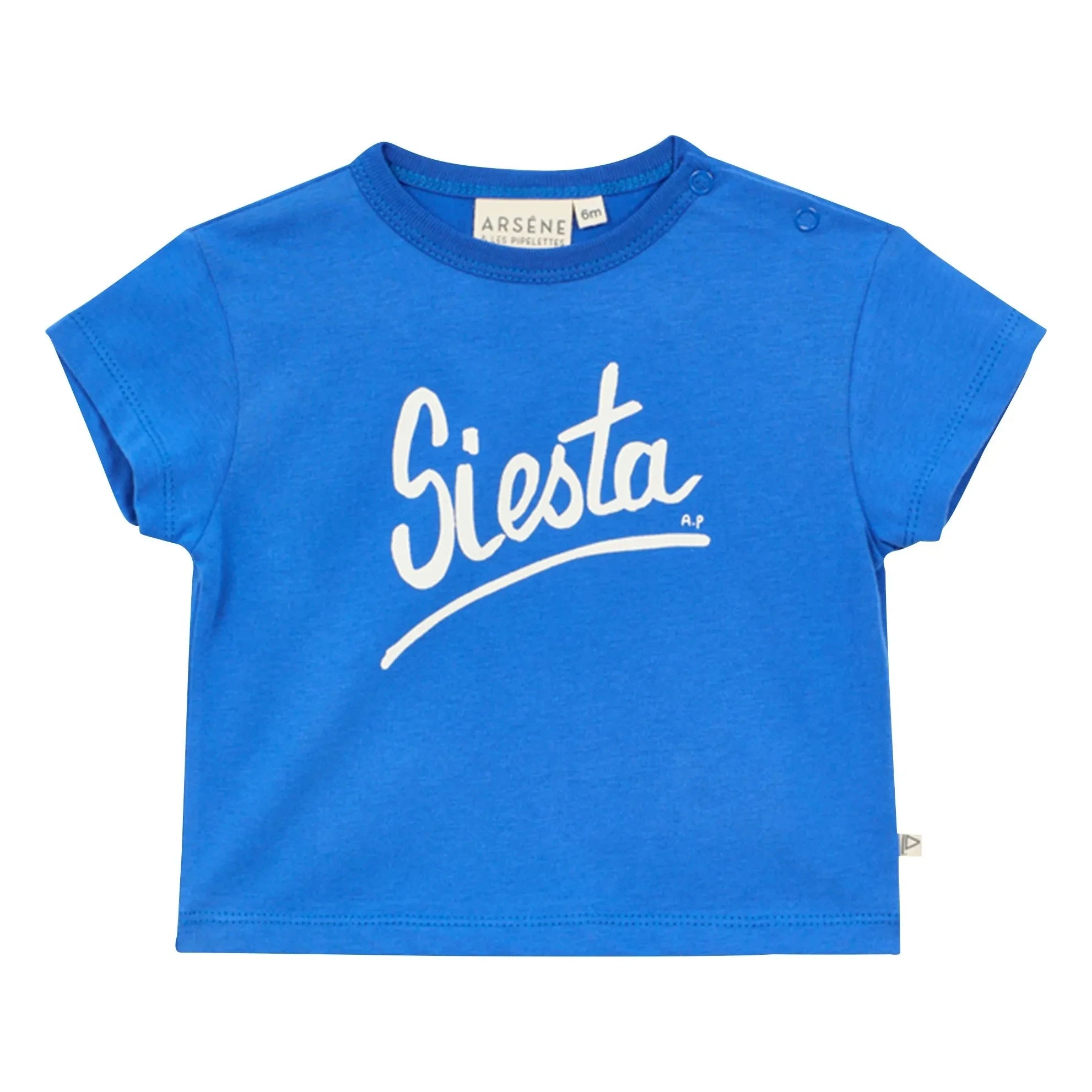 Arsène et Les Pipelettes - Camiseta de algodón orgánico para bebé Siesta | Azul Celeste