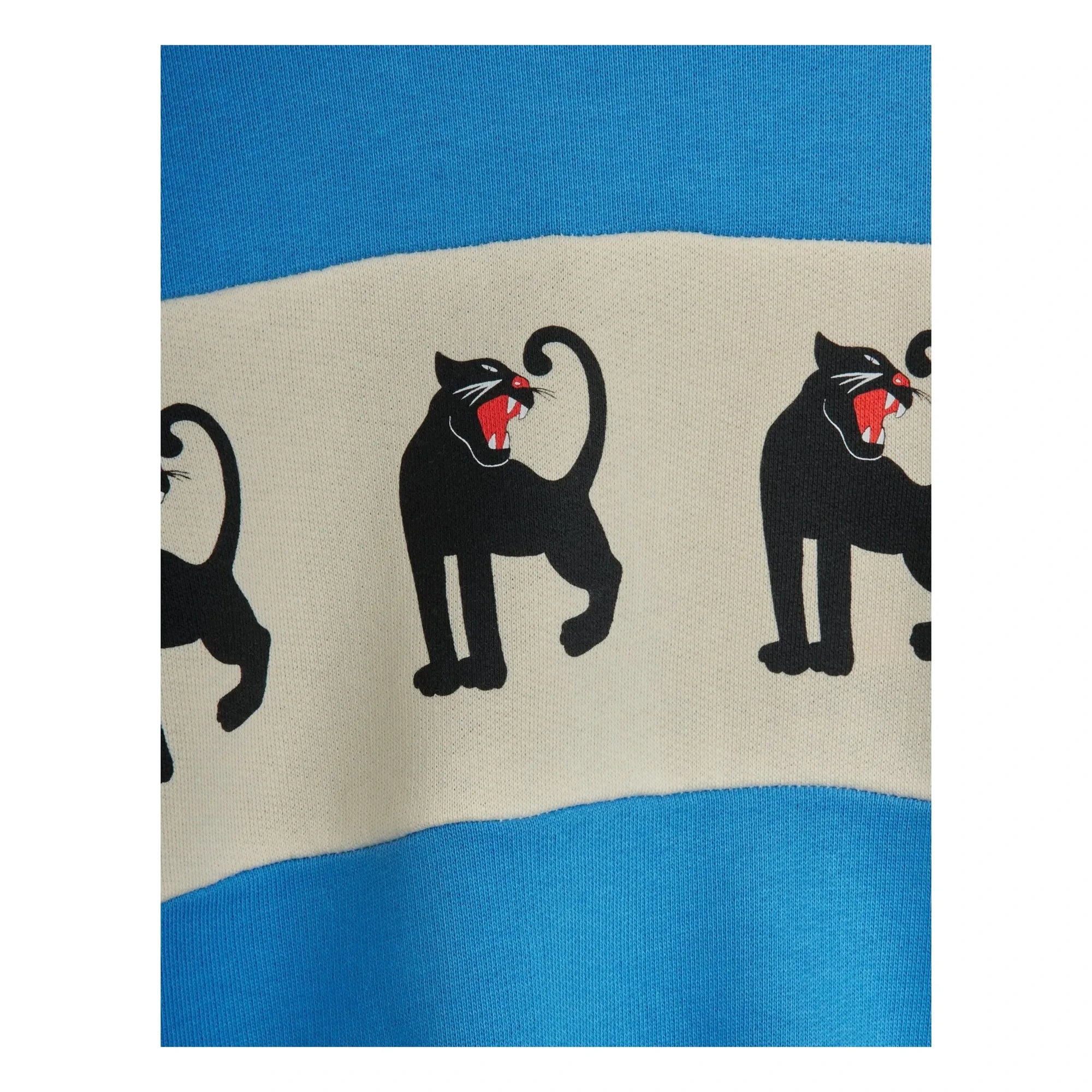 Mini Rodini - Sudadera de algodón orgánico con estampado de pantera | Azul celeste