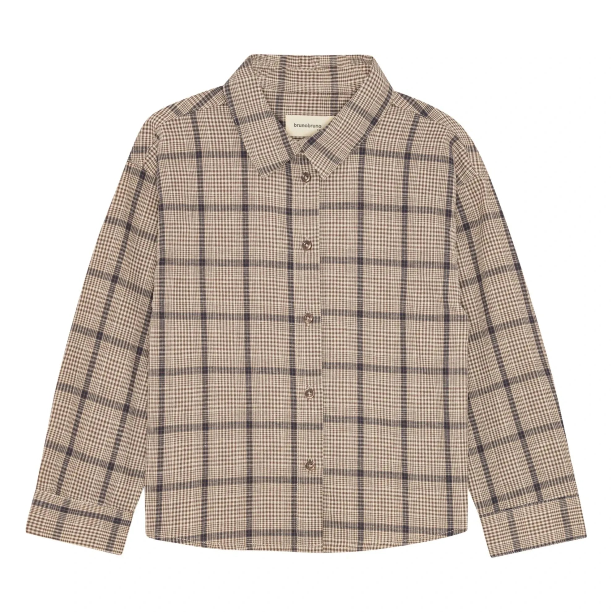 brunobruno nation - Nohrla camisa de cuadros de lino y algodón orgánico | Marrón