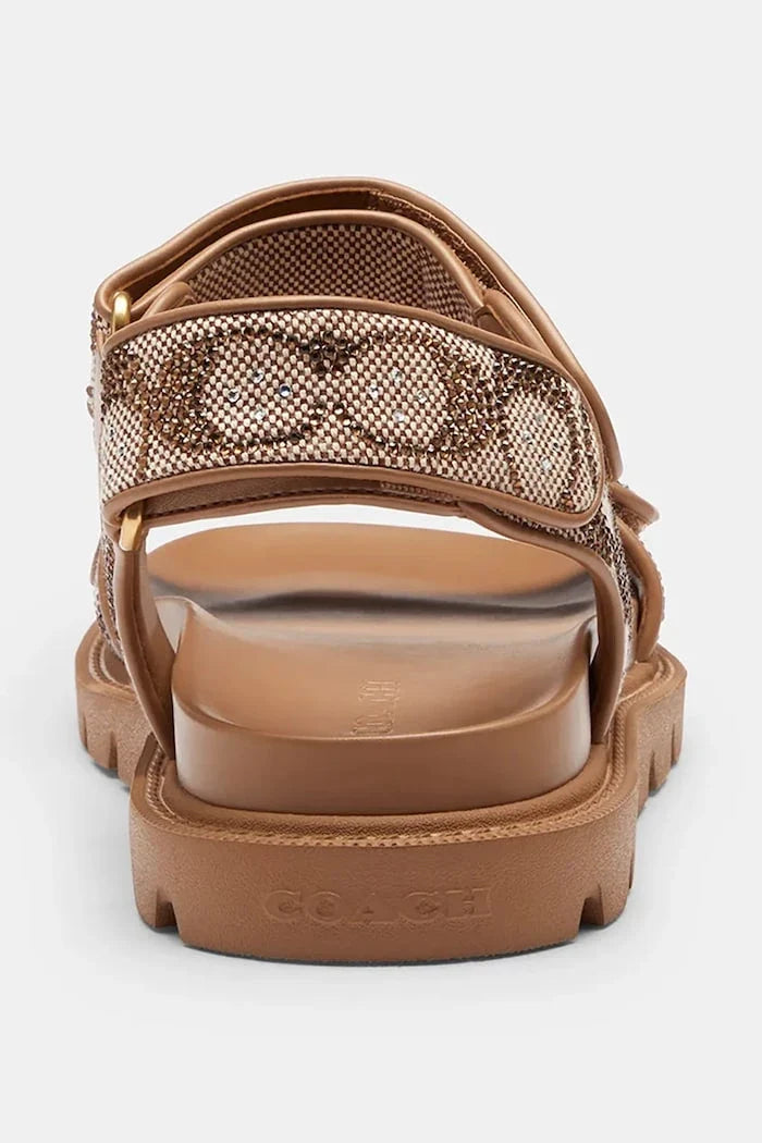 Coach Brynn Crystal Signature Sandalia de Cuero Plana para Mujer
