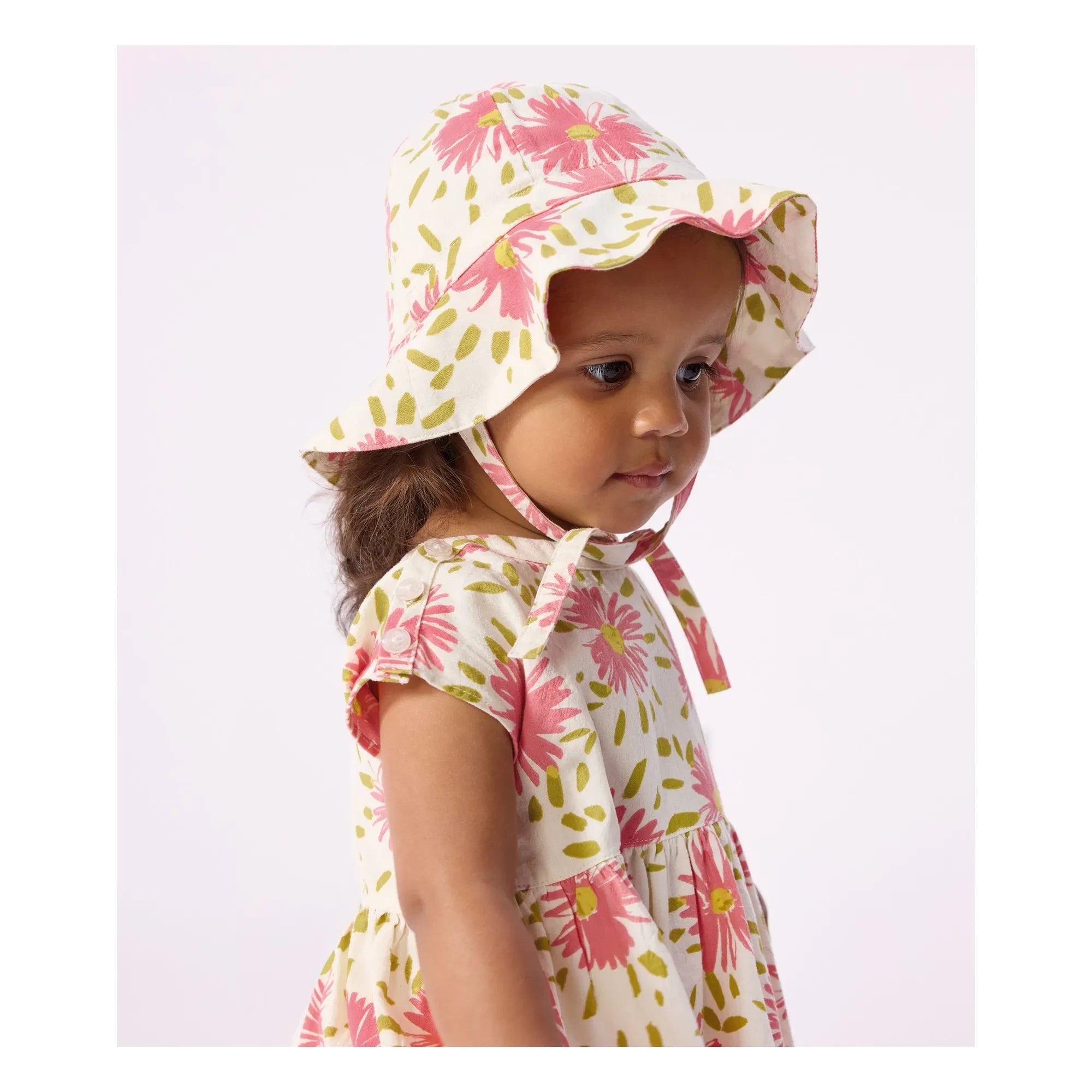Petit Bateau - Capelina de crepé de algodón orgánico con estampado floral | Crudo