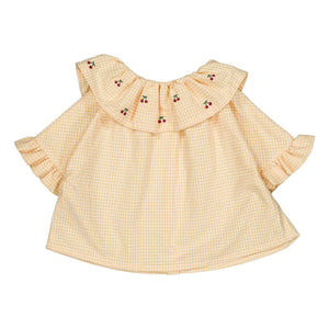 Loir - Blusa Hortense Vichy Cerezas Algodón Orgánico | Amarillo