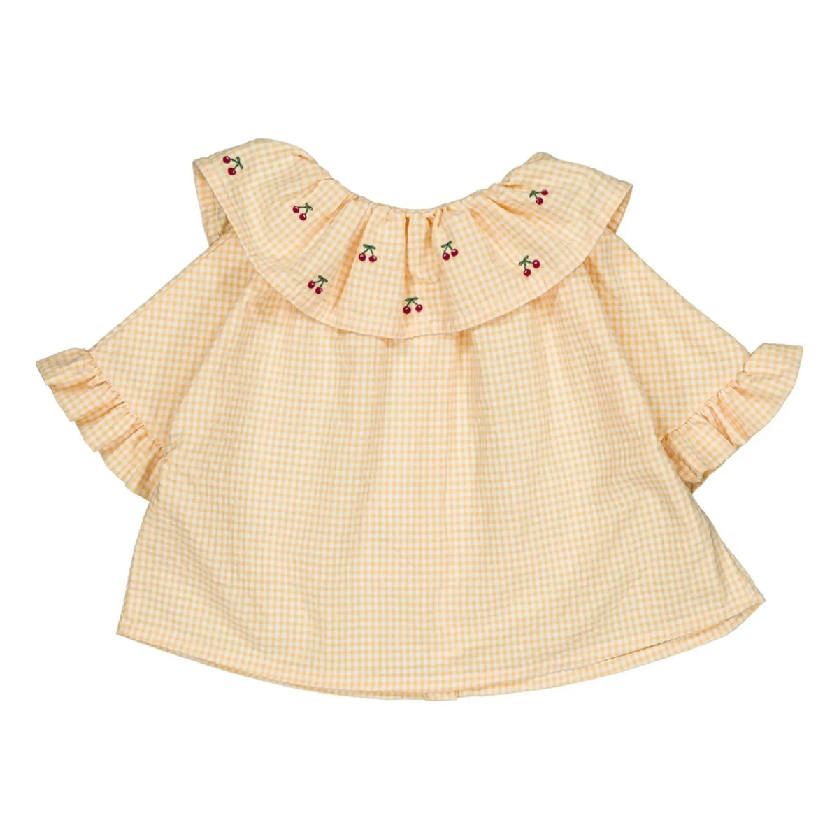 Loir - Blusa Hortense Vichy Cerezas Algodón Orgánico | Amarillo