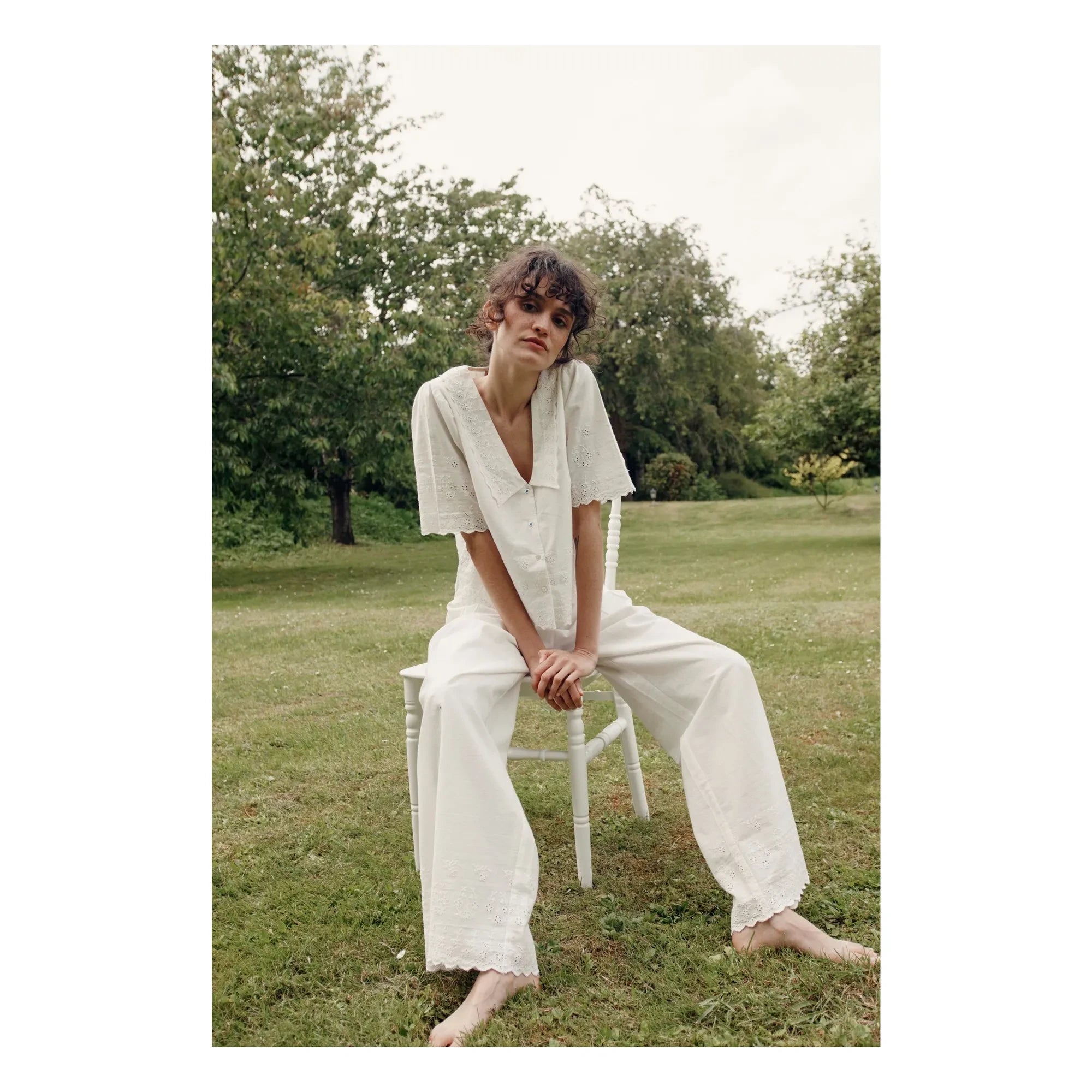 Emile et Ida - Pantalón bordado bohemio | Blanco