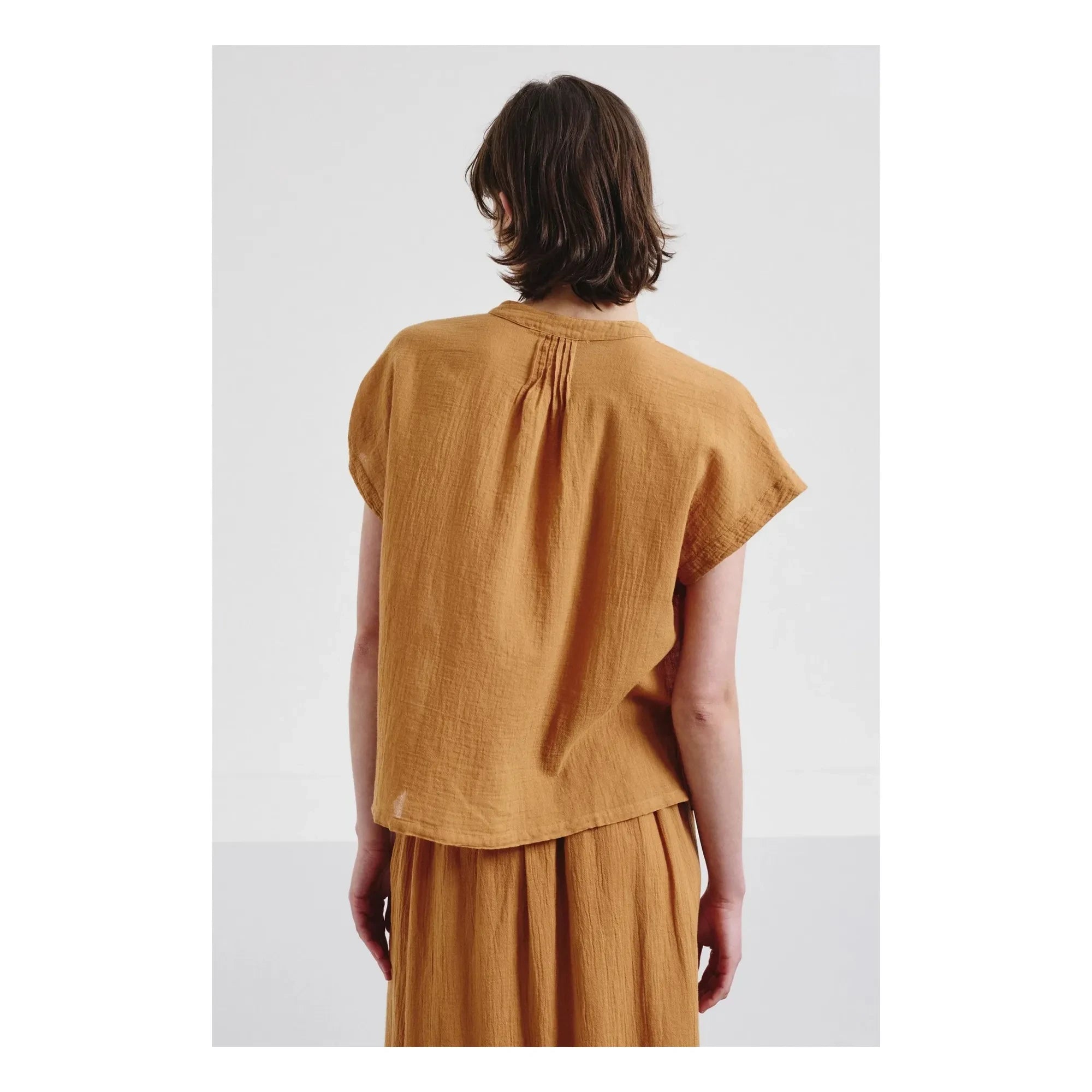 Pomandère - Blusa de manga corta Gasa de algodón orgánico | Albaricoque