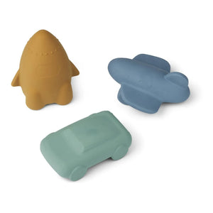 Liewood - Juguetes Jacob de caucho natural - Set de 3 | Azul varios modelos