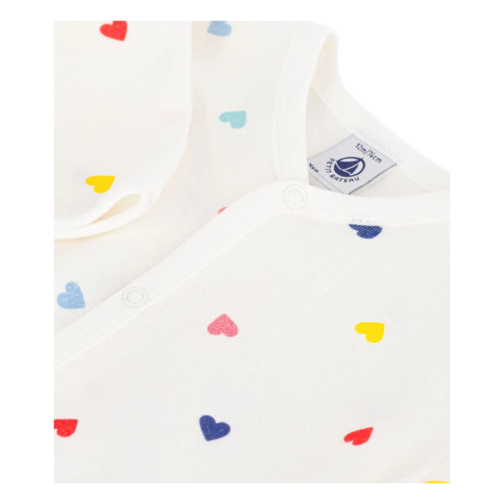 Petit Bateau - Pijama con estampado de corazones "Sleep Well" | Blanco