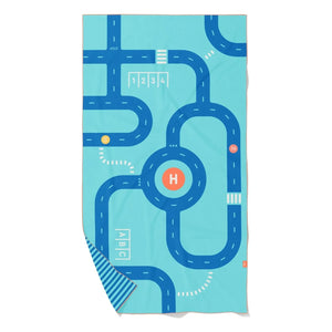 Toalla de playa de microfibra Quut - Circuit | Azul