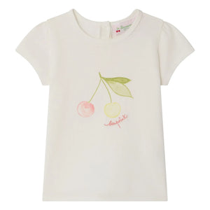 Bonpoint - Camiseta de algodón orgánico Cira Cherry | Crema